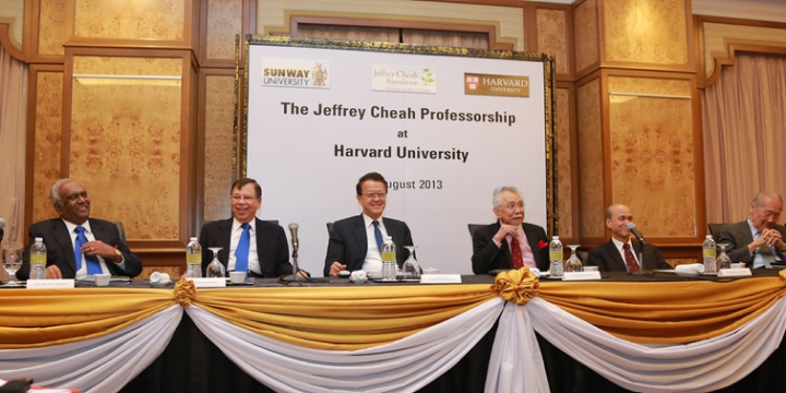 Jeffrey Cheah Professorship of Southeast Asia Studies and the Jeffrey Cheah Travel Grants to Harvard University were established to facilitate greater understanding of Southeast Asia through advance research, conferences and workshops.